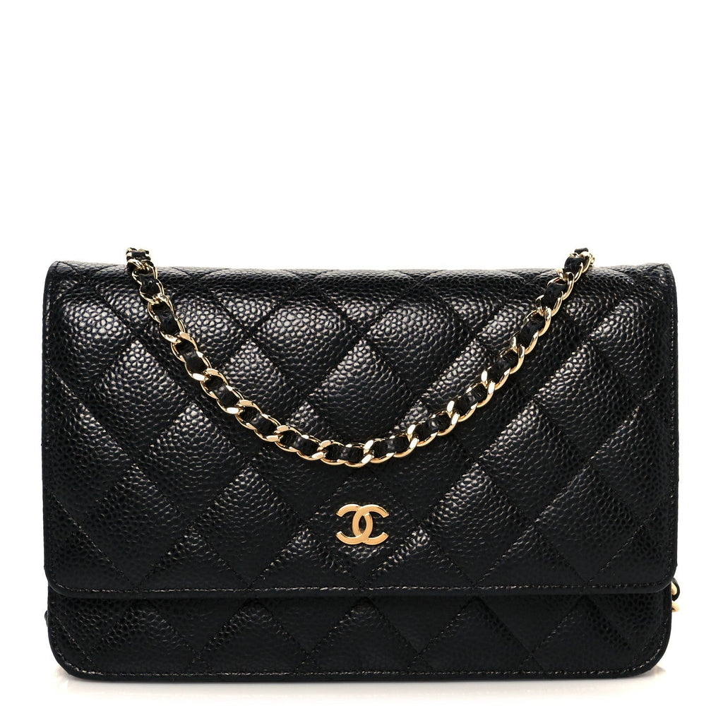 Caviar Quilted Wallet On Chain WOC Black