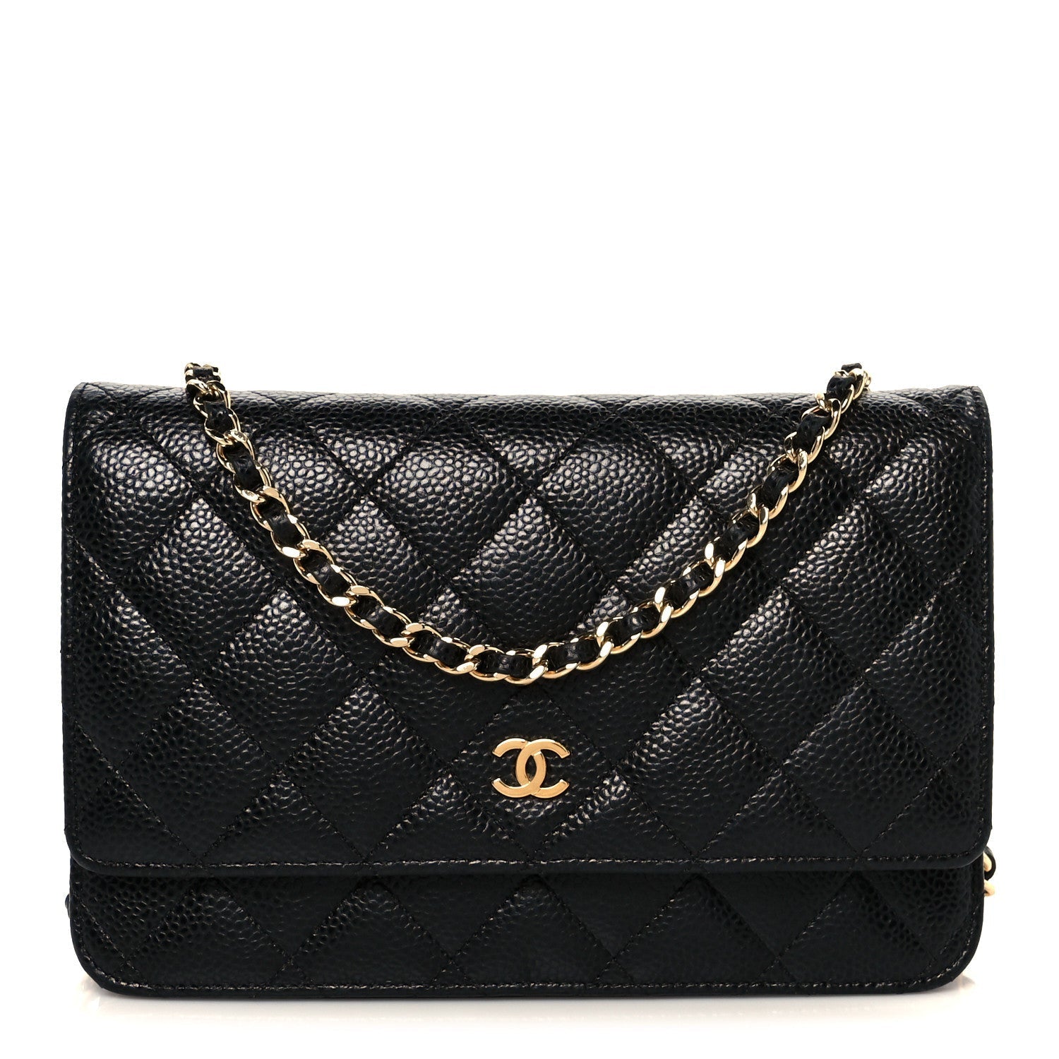 Caviar Quilted Wallet On Chain WOC Black