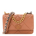 Lambskin Quilted Chanel 19 Wallet On Chain WOC Brown