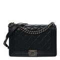 Lambskin Quilted New Medium Boy Flap Black