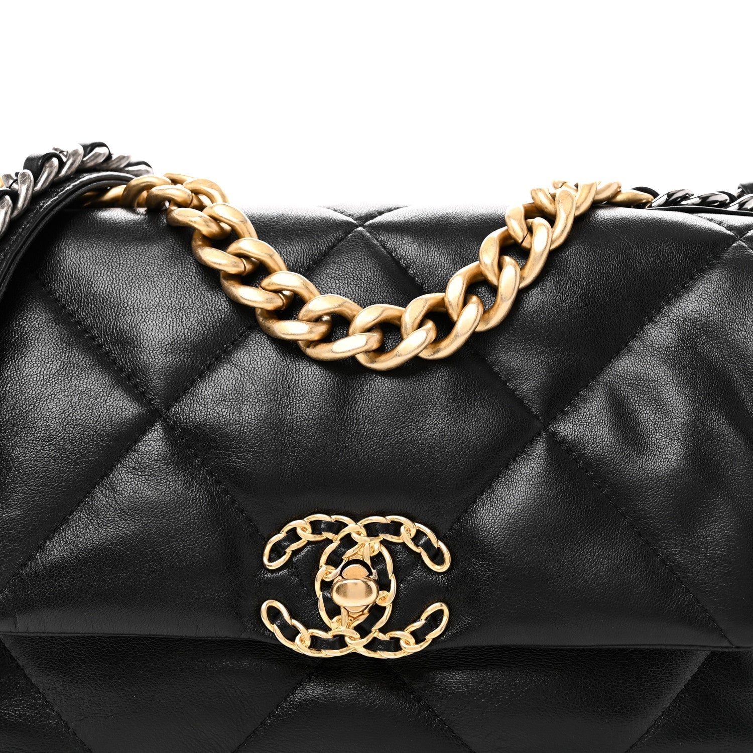Lambskin Quilted Medium Chanel 19 Flap Black