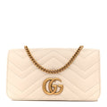 Calfskin Matelasse GG Marmont Mini Bag White
