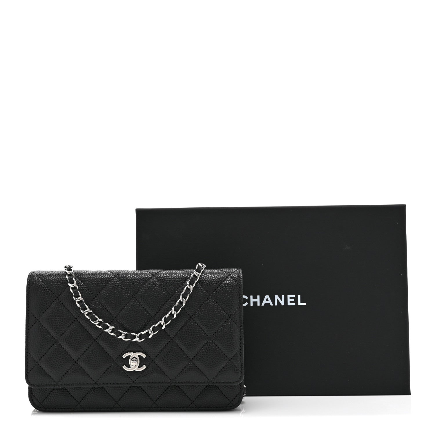 Caviar Quilted CC Turnlock Wallet On Chain WOC Black