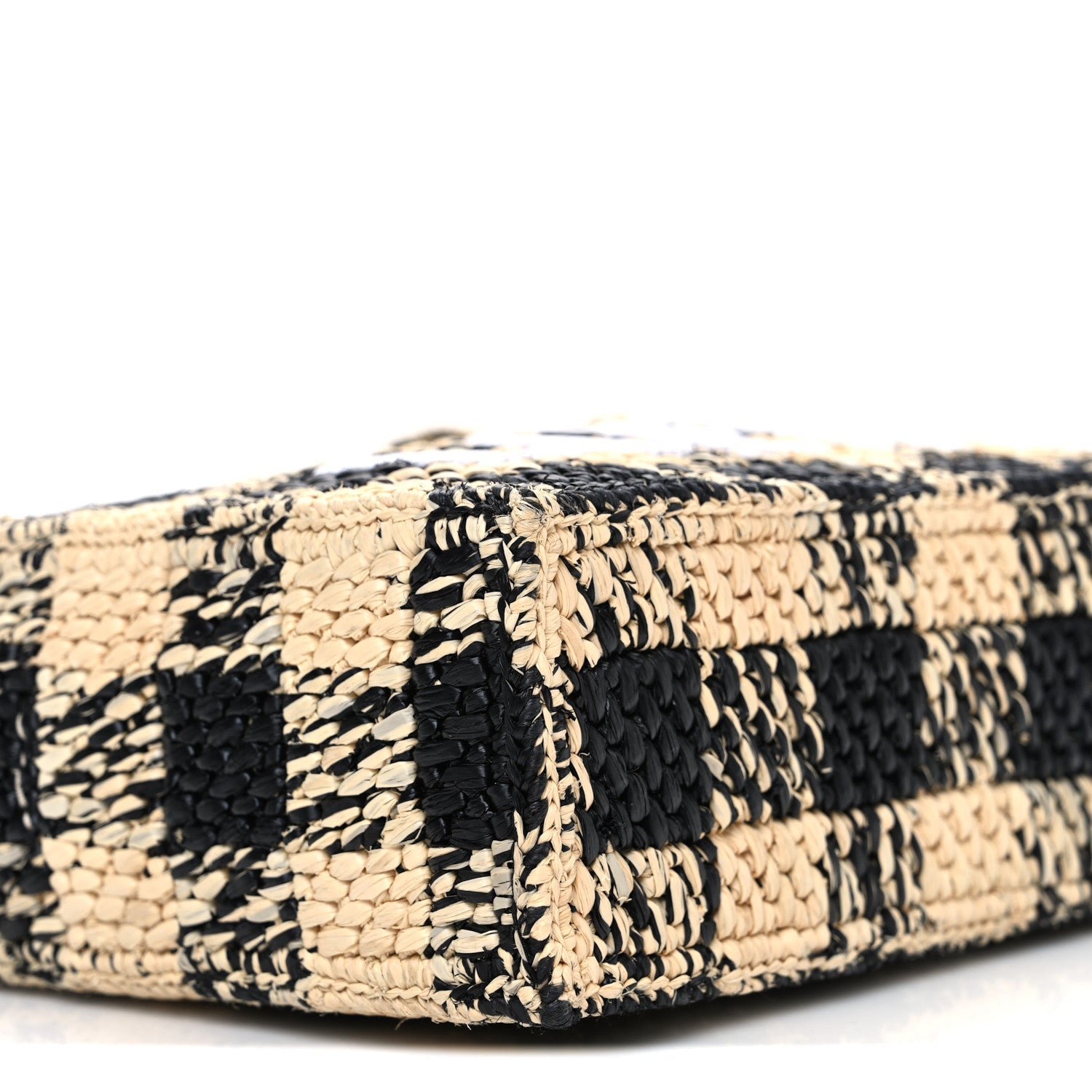 X PAULA'S IBIZA Raffia Mini Font Tote Black Natural