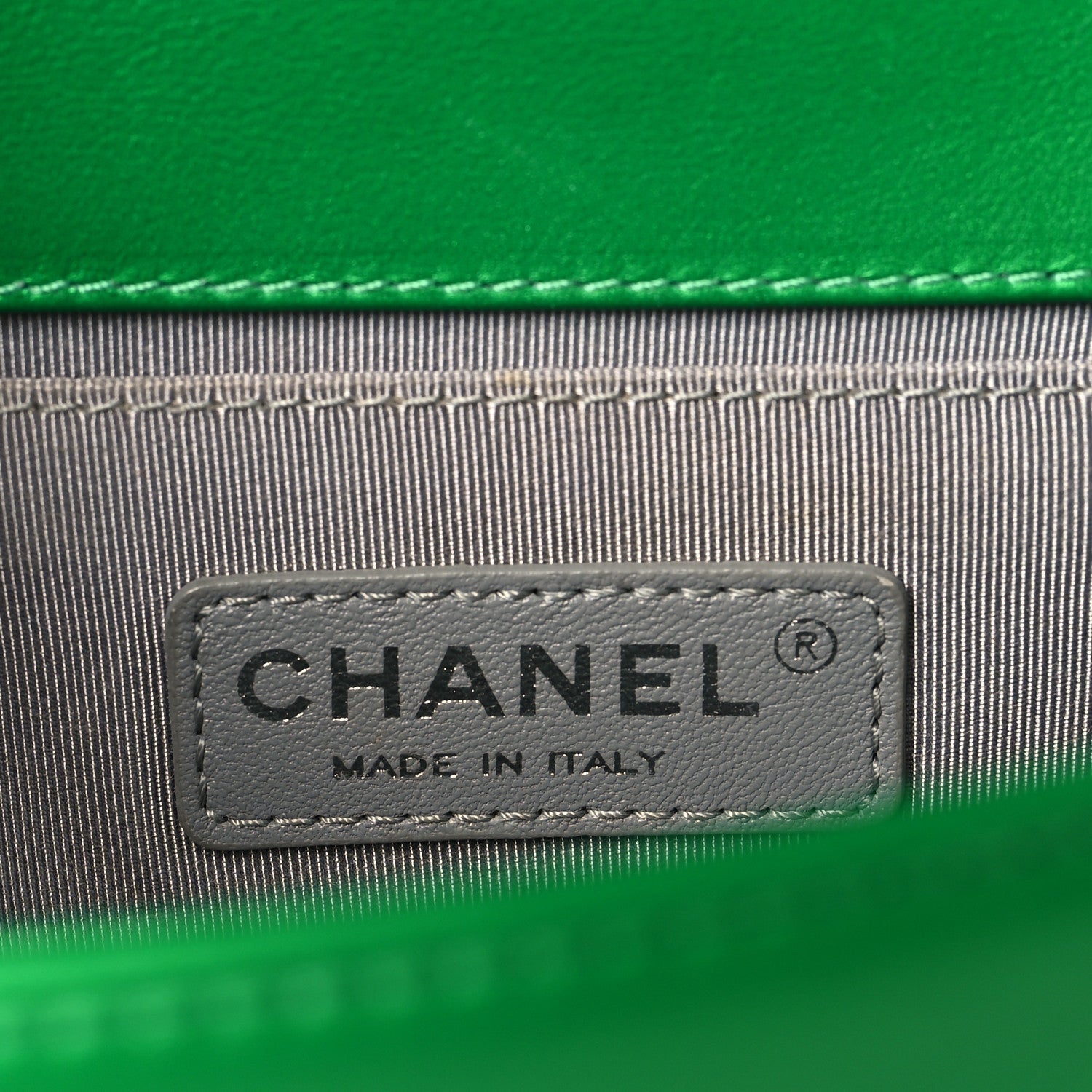 Metallic Calfskin Quilted Medium Boy Flap Green