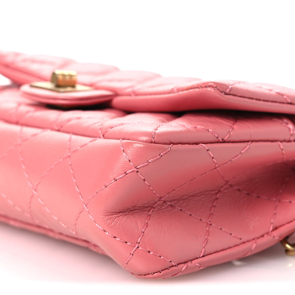 Aged Calfskin Quilted 2.55 Reissue Flap Belt Bag Pink