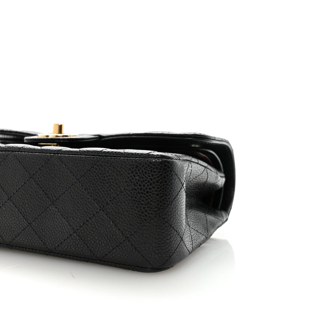 Caviar Quilted Small Double Flap Black