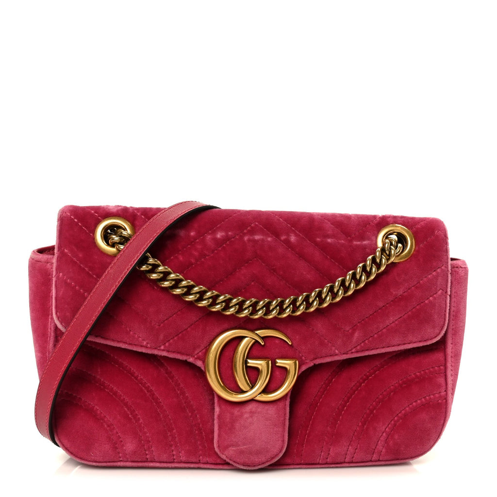 Velvet Matelasse Small GG Marmont Shoulder Bag Light Raspberry Rose