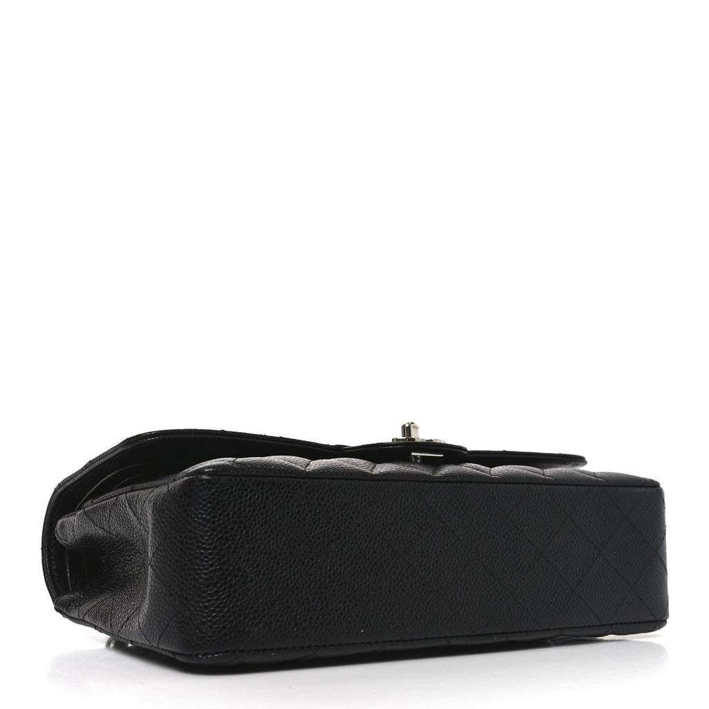 Caviar Quilted Medium Double Flap Black