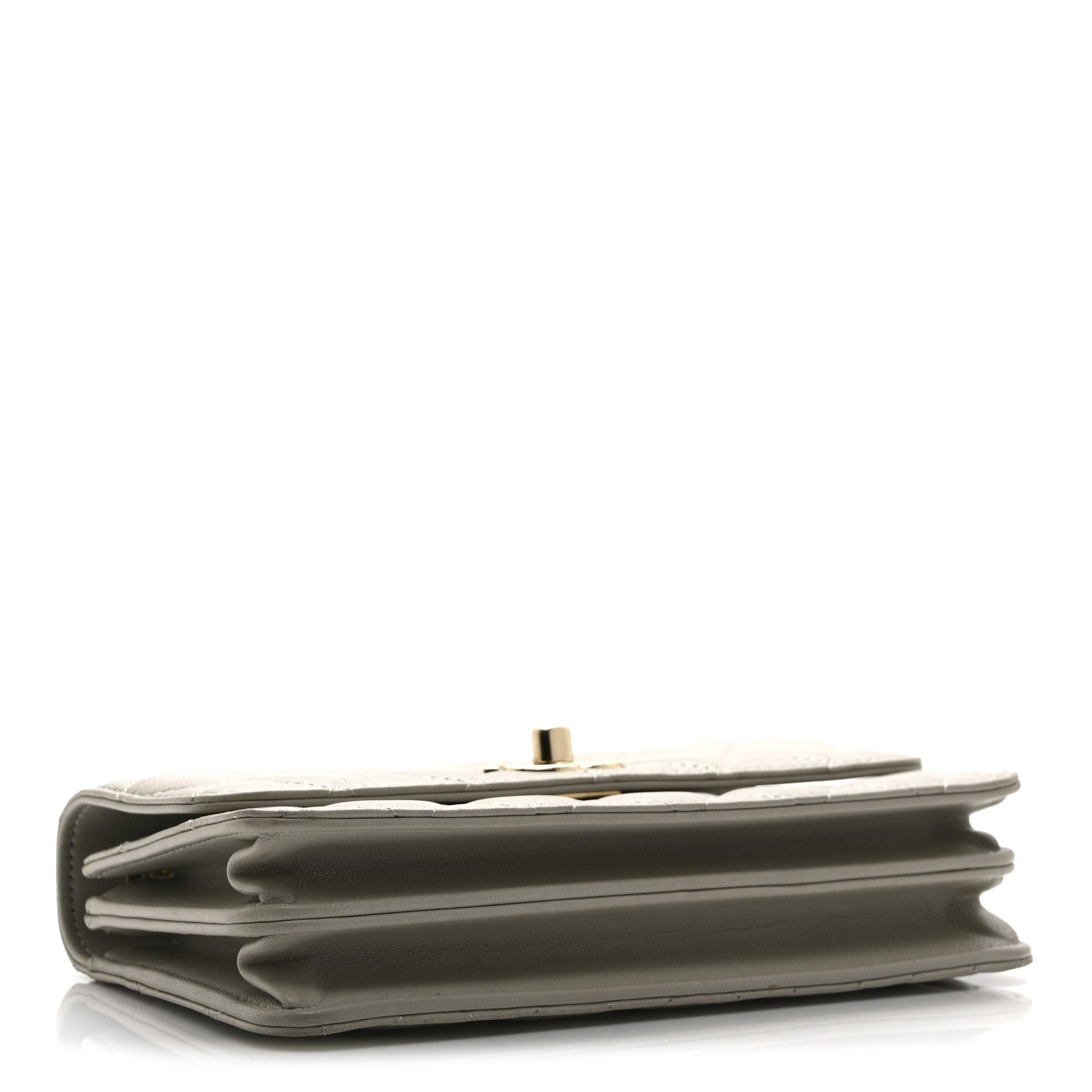Lambskin Quilted Trendy CC Dual Handle Clutch With Chain Grey