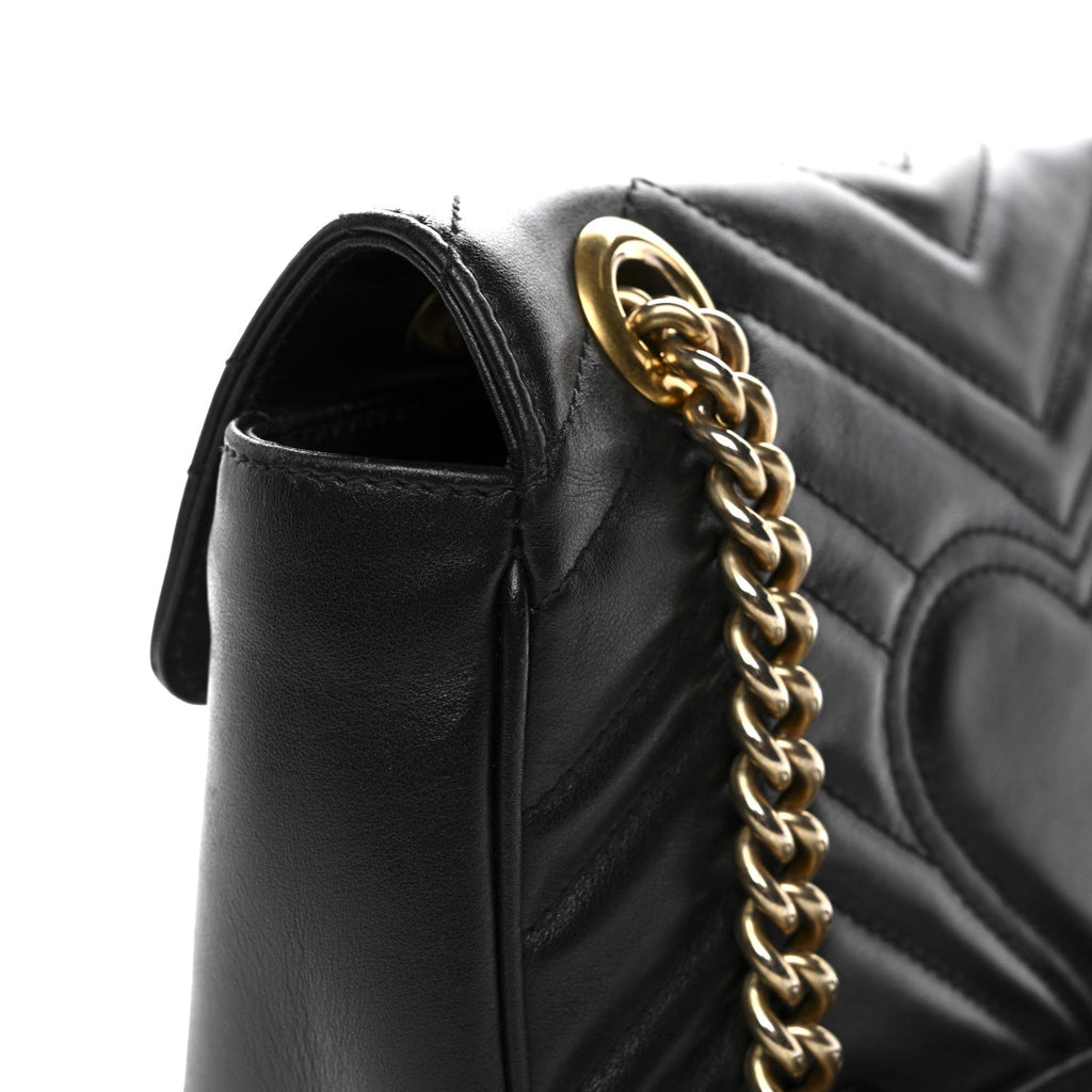 Calfskin Matelasse Mini GG Marmont Shoulder Bag Black