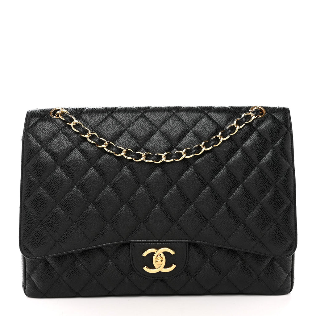 Caviar Quilted Maxi Double Flap Black