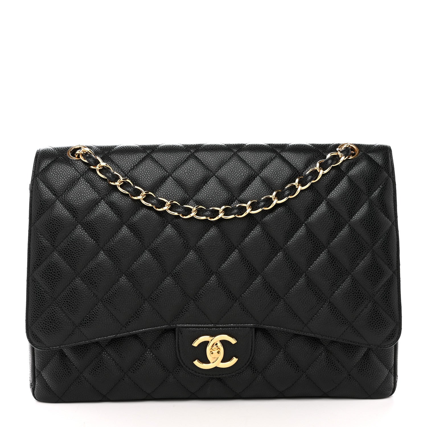 Caviar Quilted Maxi Double Flap Black