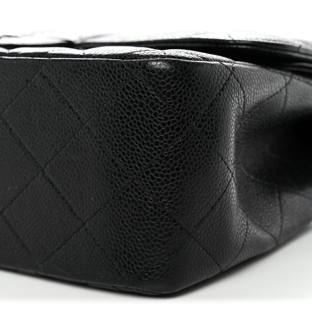 Caviar Quilted Jumbo Double Flap Black