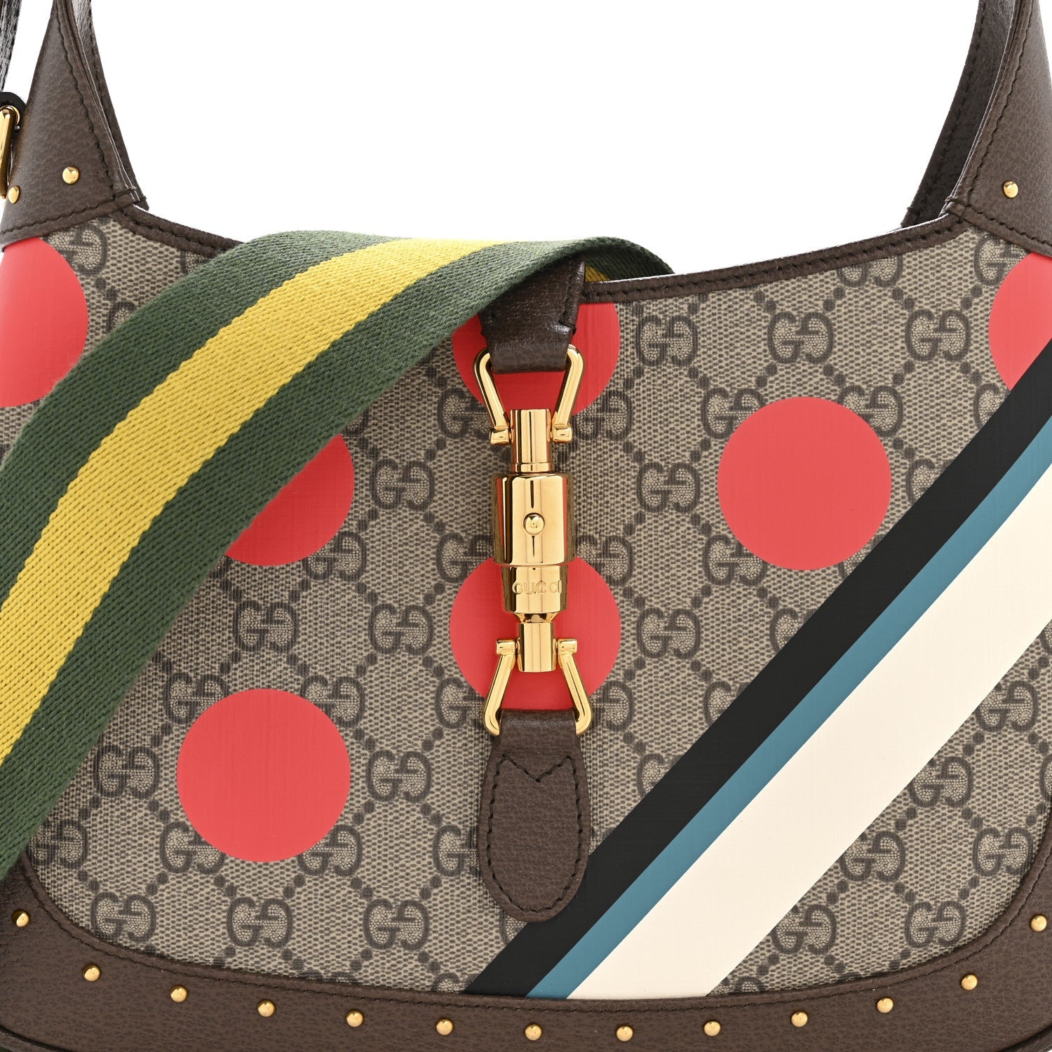 GG Supreme Monogram Web Geometric Small Jackie 1961 Beige Multicolor Brown Sugar