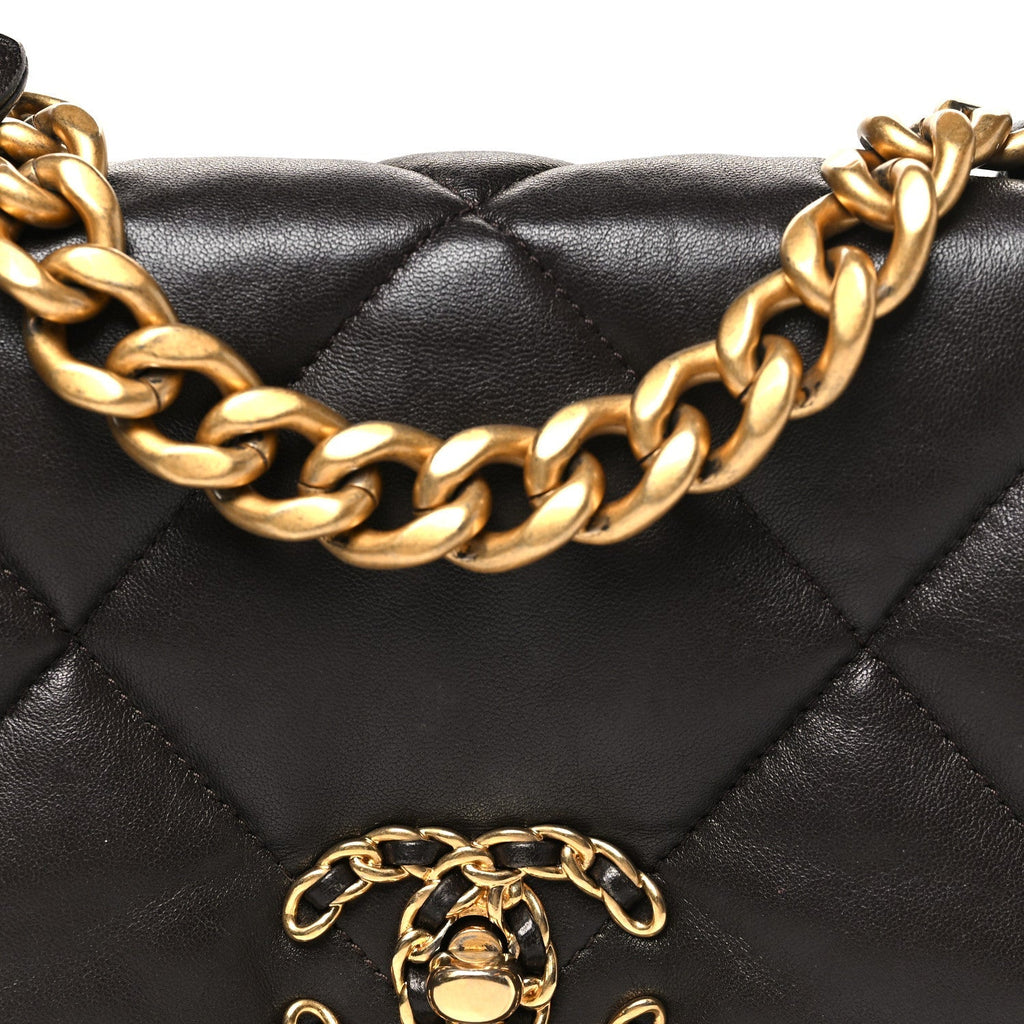 Lambskin Quilted Medium Chanel 19 Flap Dark Brown