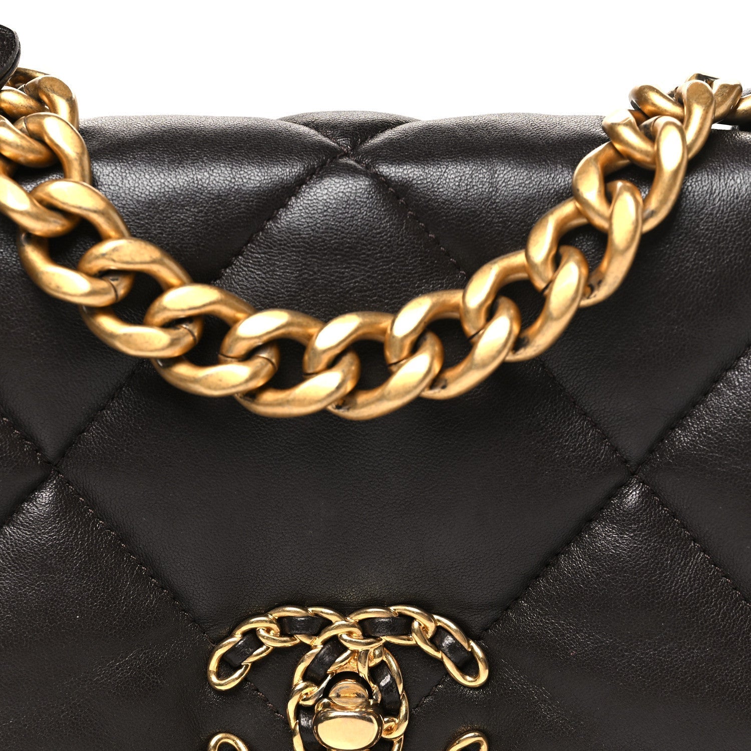 Lambskin Quilted Medium Chanel 19 Flap Dark Brown