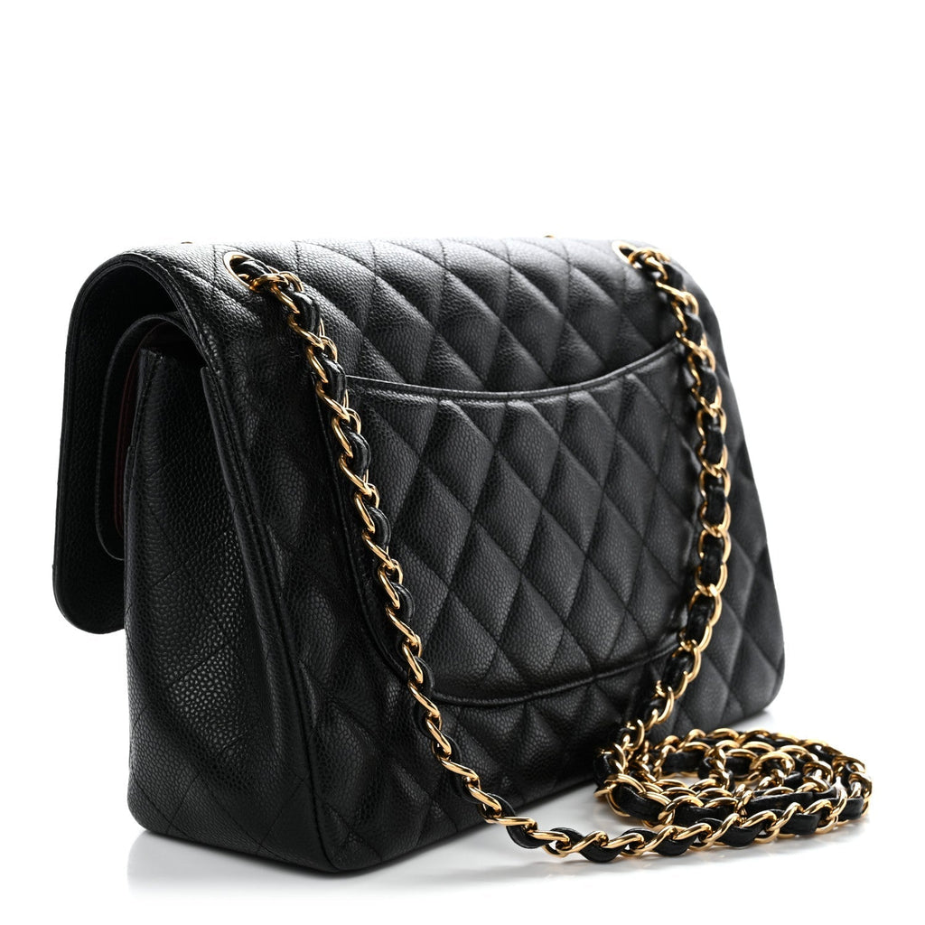 Caviar Quilted Jumbo Double Flap Black