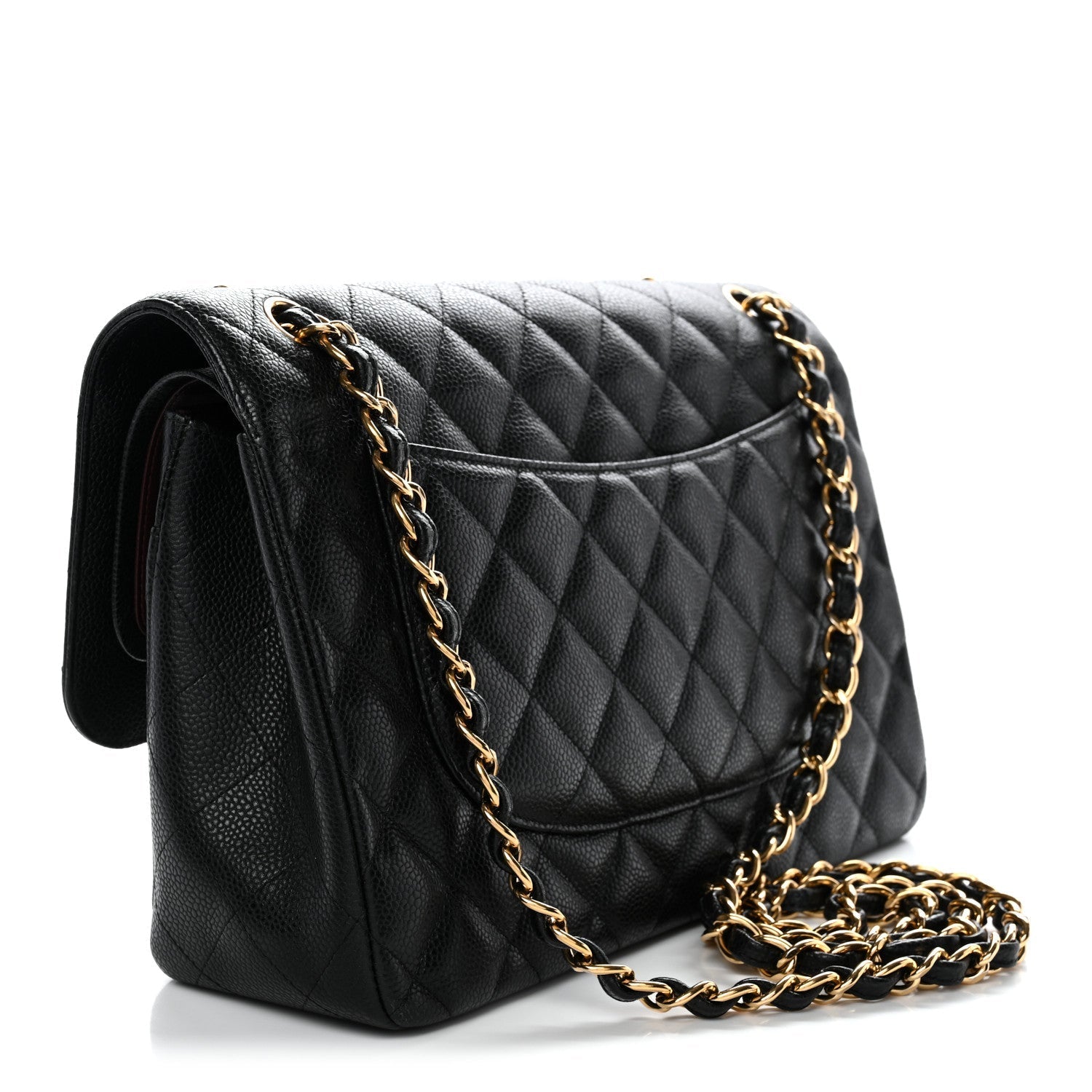 Caviar Quilted Jumbo Double Flap Black