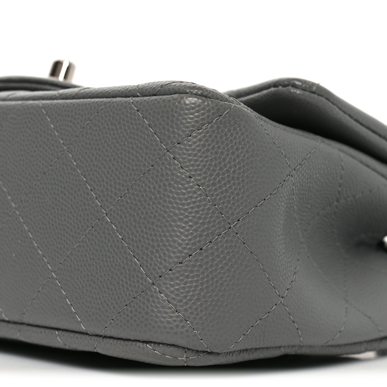 Caviar Quilted Mini Rectangular Flap Grey