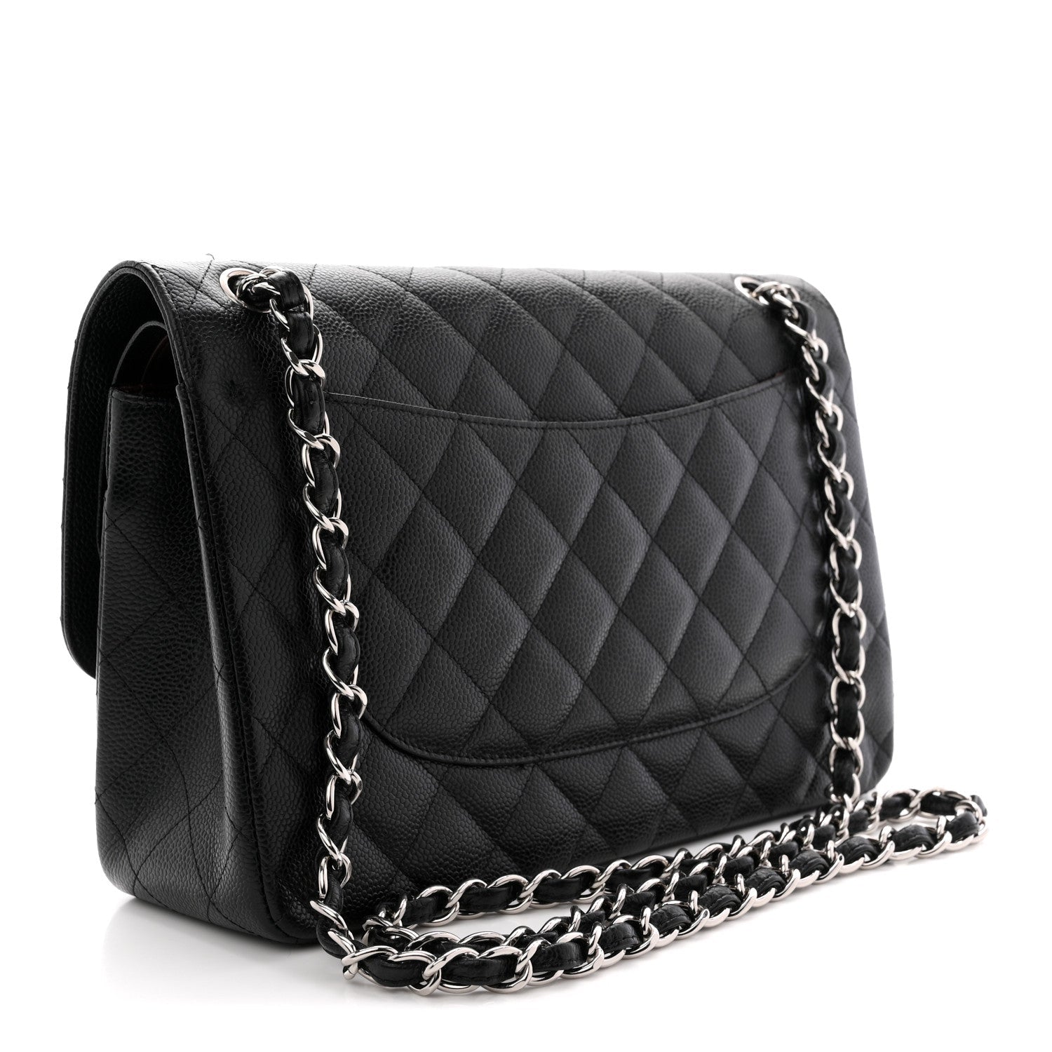 Caviar Quilted Jumbo Double Flap Black