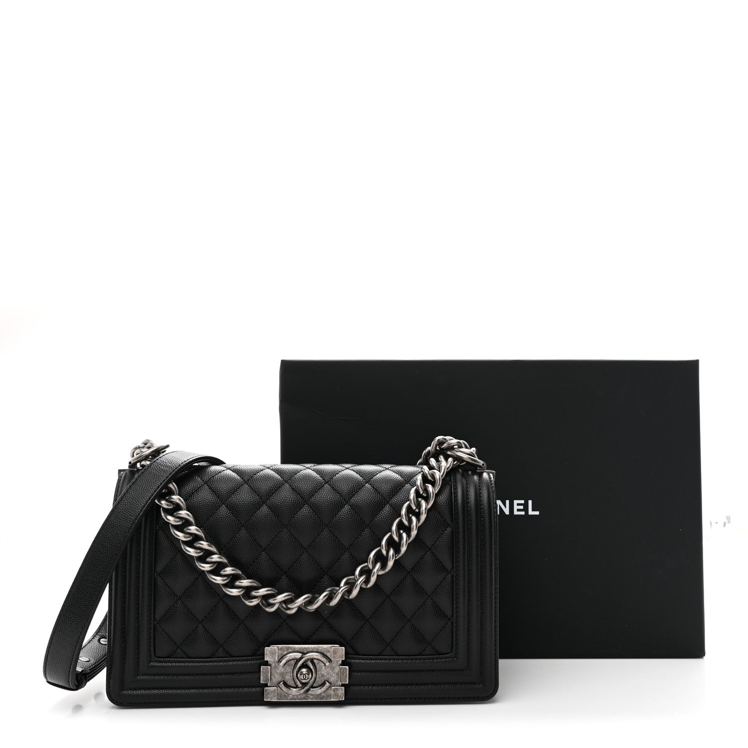 Caviar Quilted Medium Boy Flap Black