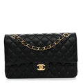 Lambskin Quilted Medium Double Flap Black