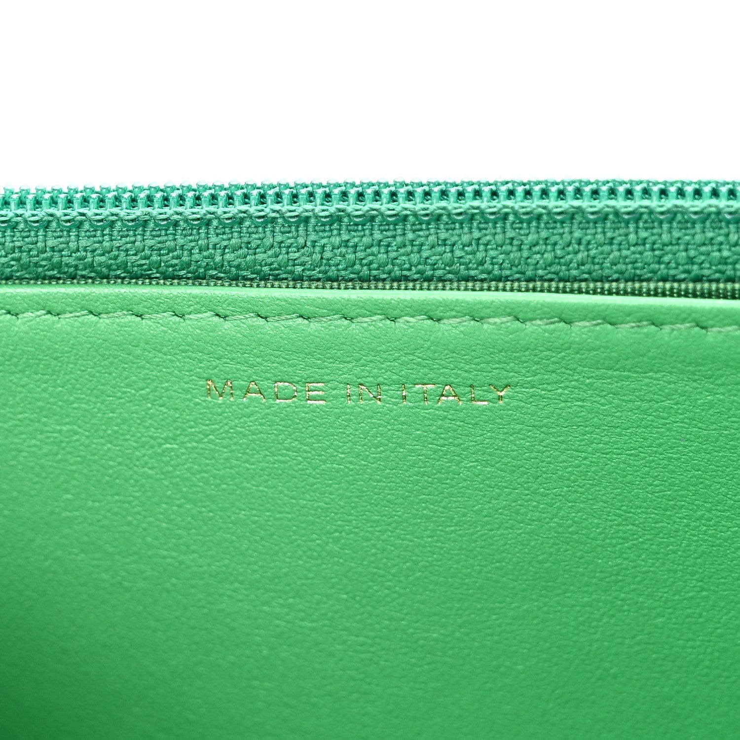 Shiny Goatskin Quilted Chanel 19 Wallet On Chain WOC Green