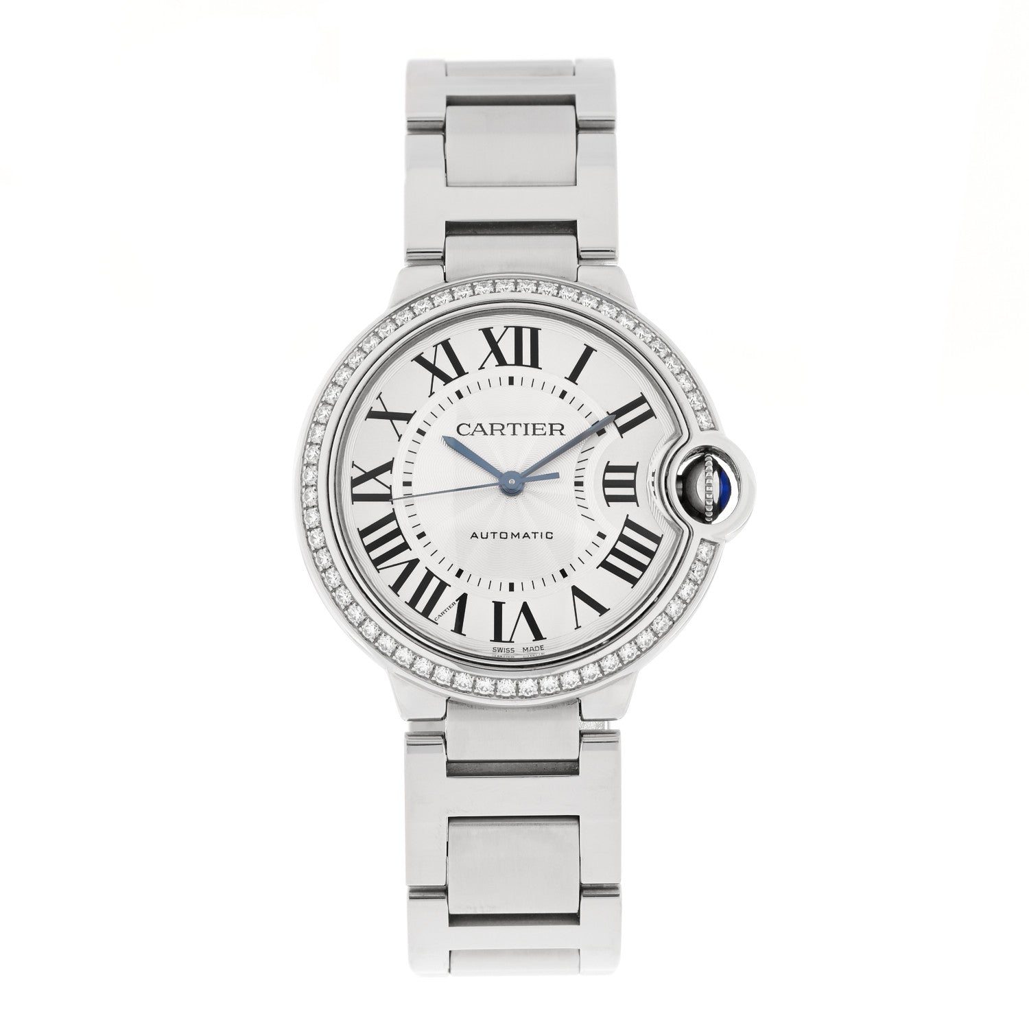 Stainless Steel Diamond Bezel 36mm Ballon Bleu De Cartier Automatic Watch