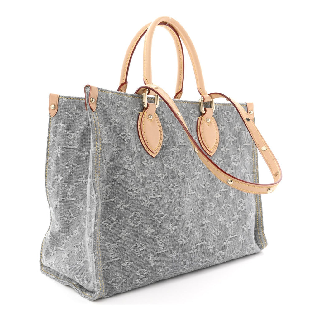 Monogram Denim Onthego MM Washed Grey