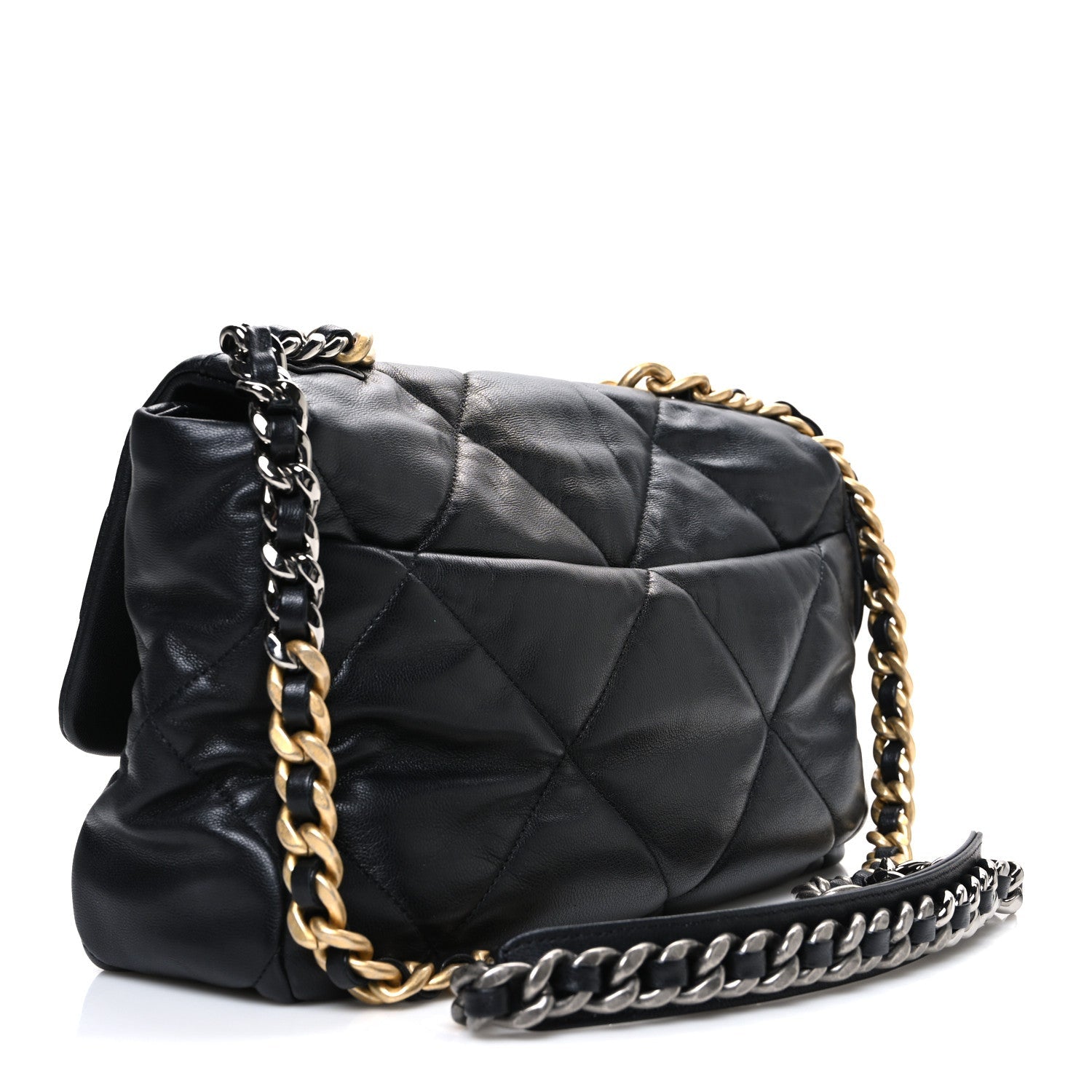 Goatskin Quilted Large Chanel 19 Flap Black