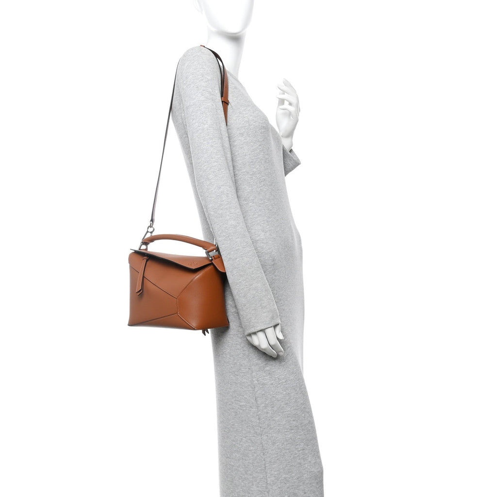 Calfskin Small Puzzle Edge Bag Tan