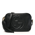 Pebbled Calfskin Small Soho Disco Bag Black