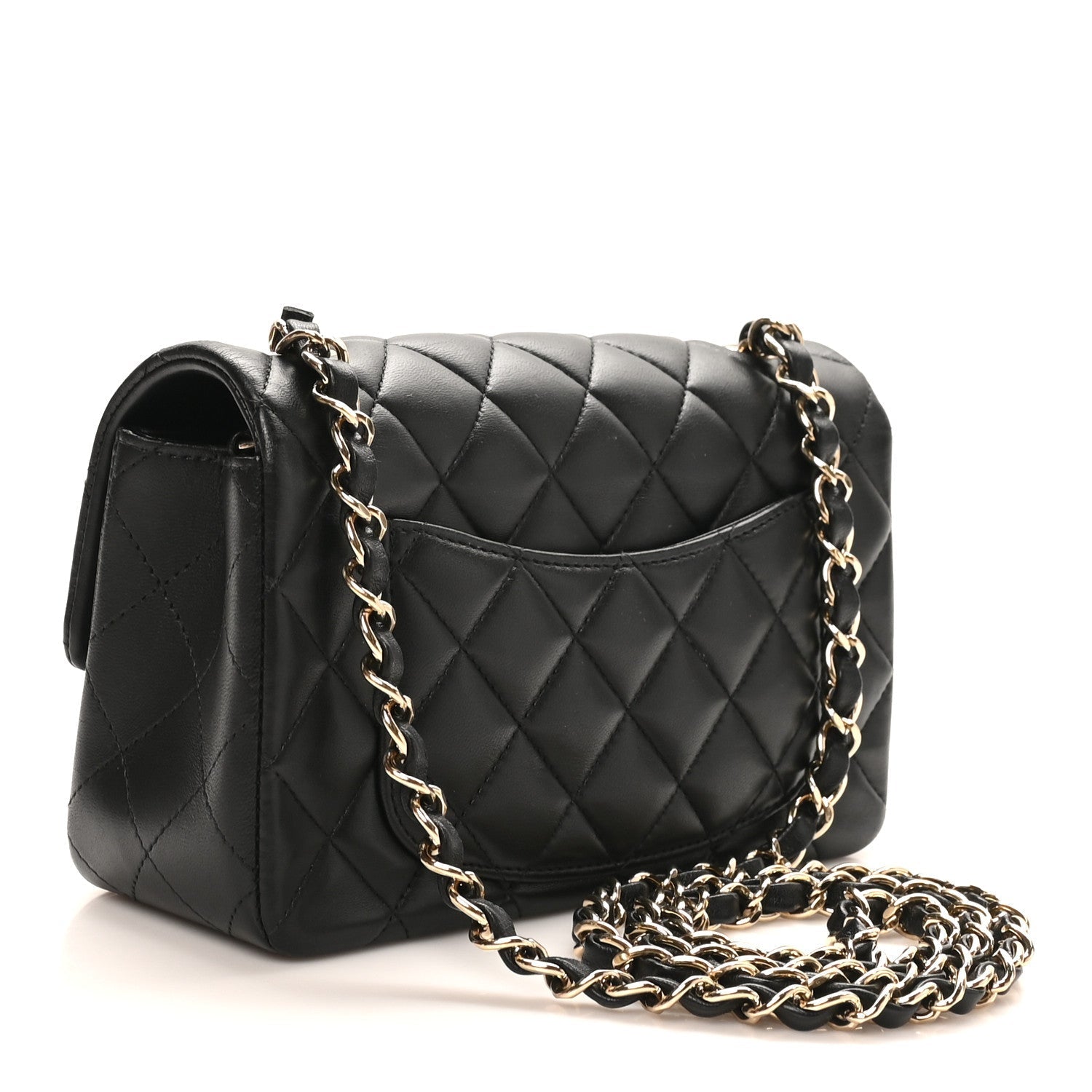 Lambskin Quilted Mini Rectangular Flap Black