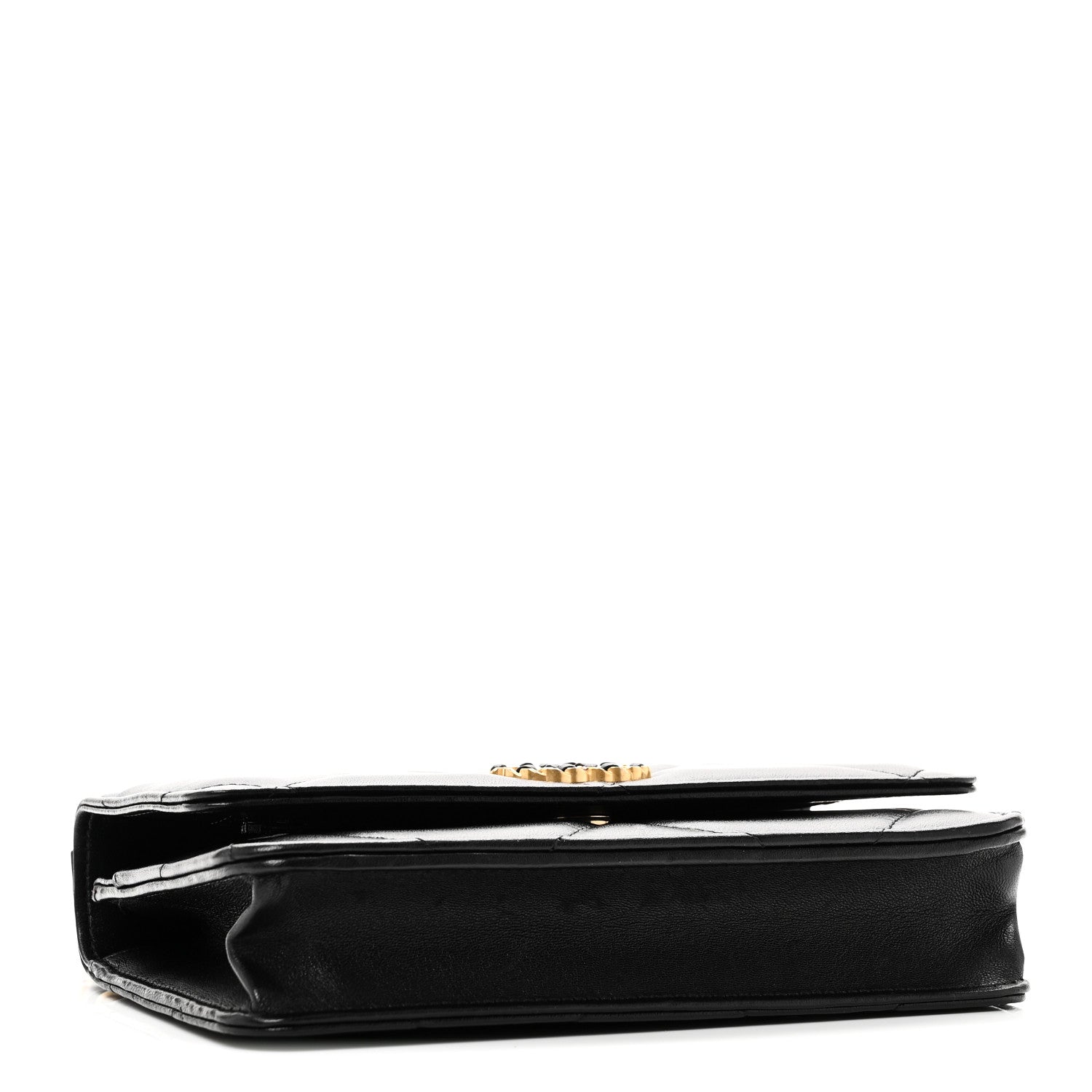 Lambskin Quilted Chanel 19 Wallet On Chain WOC Black