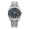 Stainless Steel 18K White Gold Diamond 36mm Oyster Perpetual Datejust Watch Blue 116234