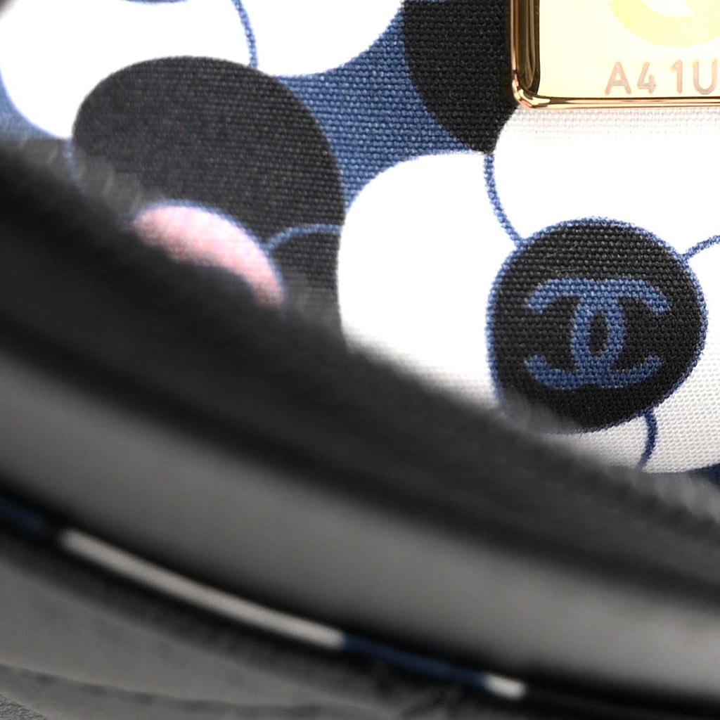 Lambskin Quilted Enamel CC Wallet On Chain WOC Black