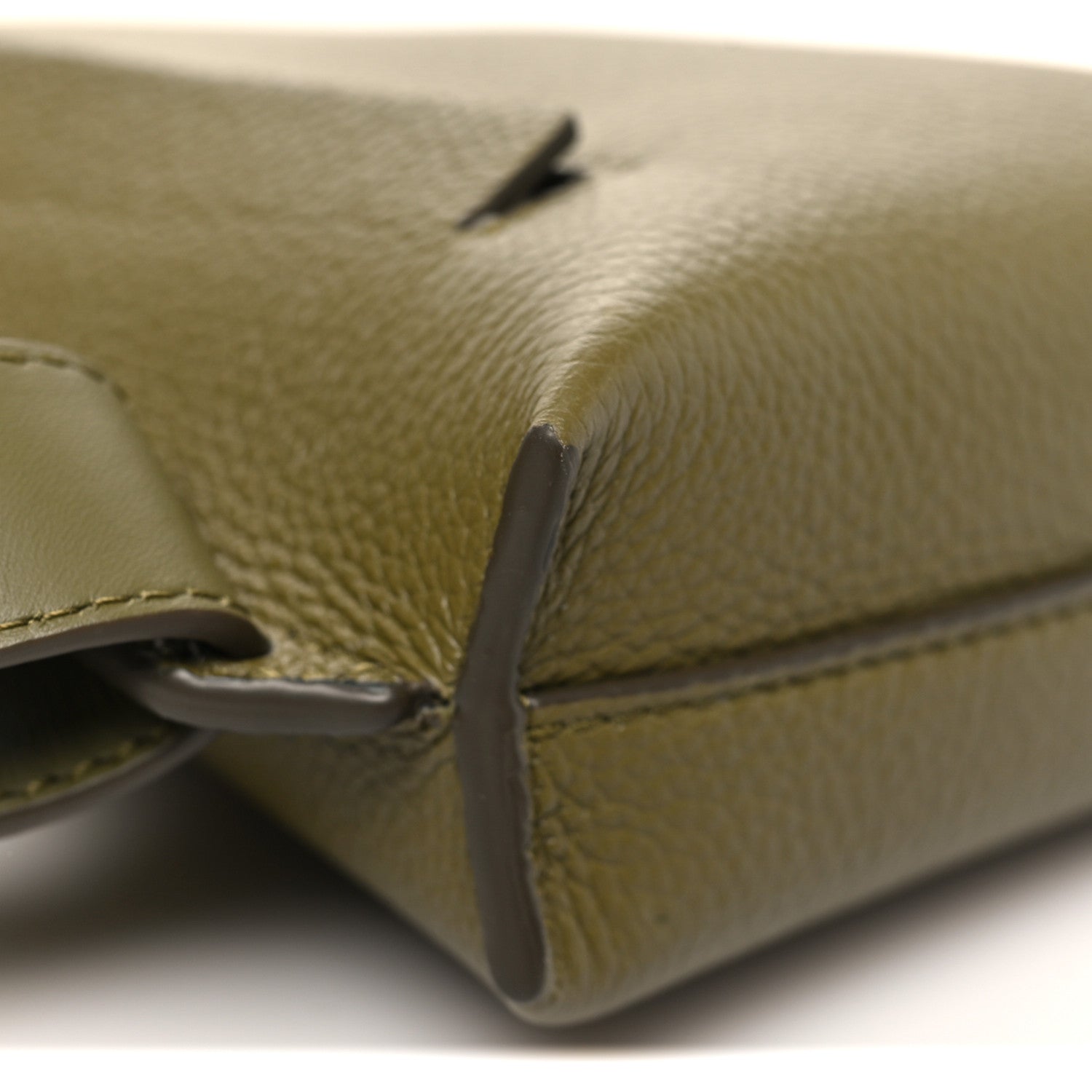 Soft Grained Calfskin Vertical T-Pocket Crossbody Bag Khaki Green