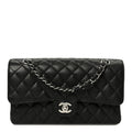 Caviar Quilted Medium Double Flap Black