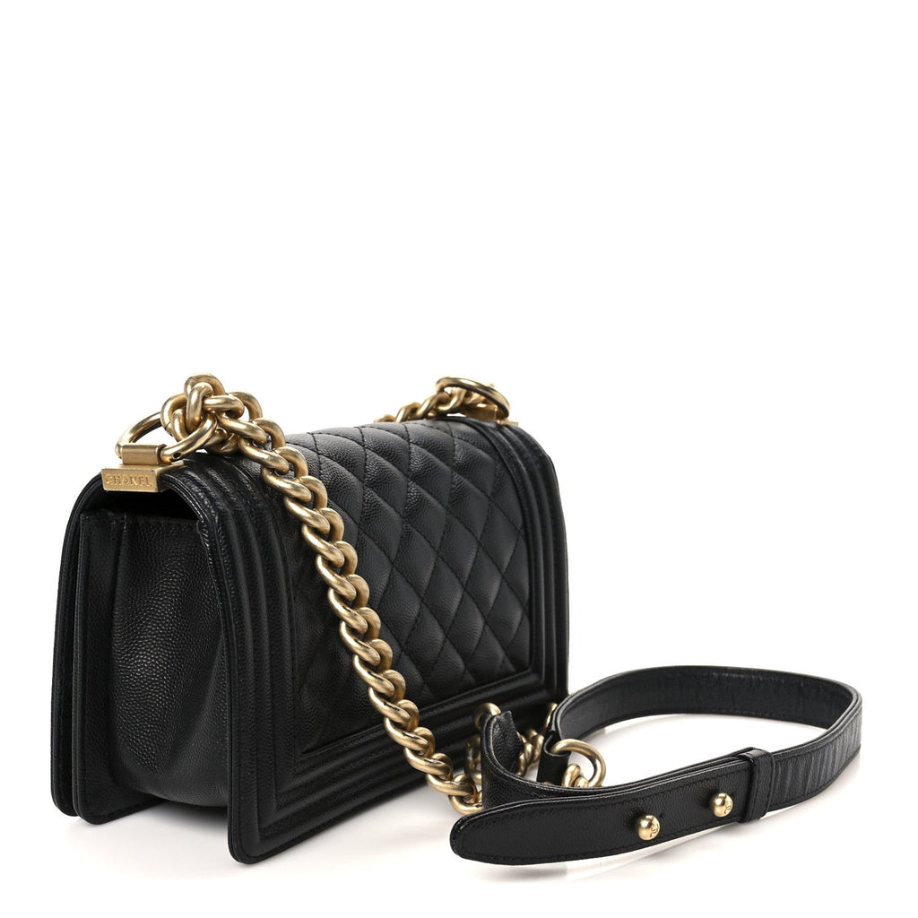 Caviar Quilted Small Boy Flap Black