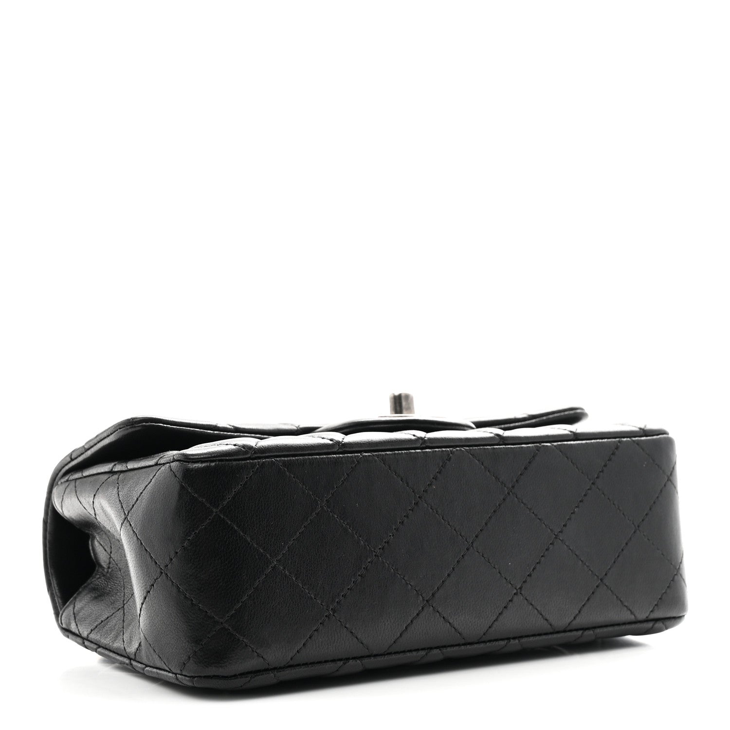Lambskin Quilted Mini Rectangular Flap Black