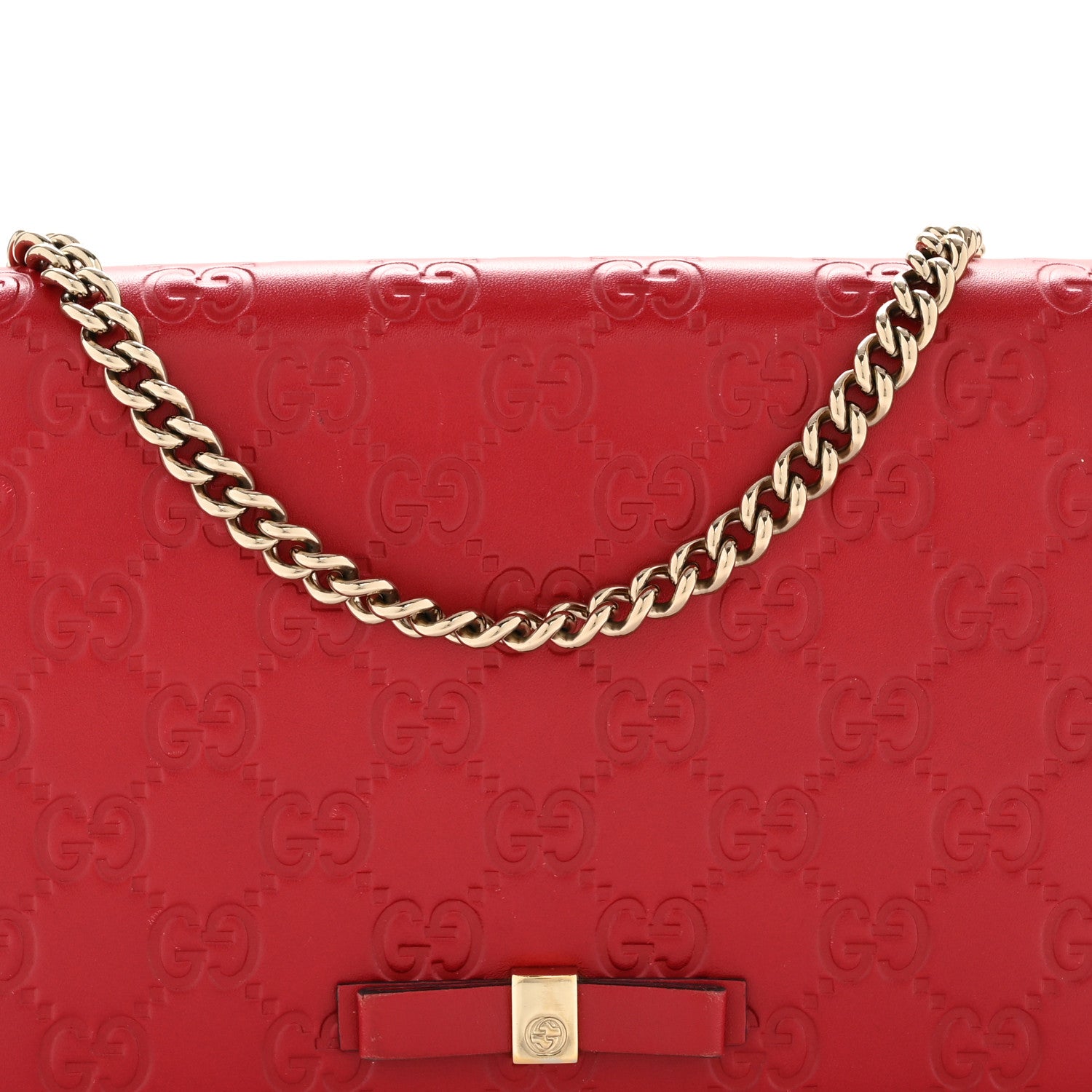 Guccissima Signature Bowy Chain Wallet Hibiscus Red