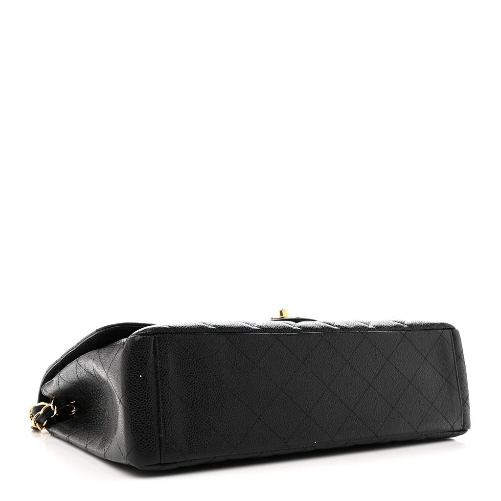 Caviar Quilted Maxi Double Flap Black