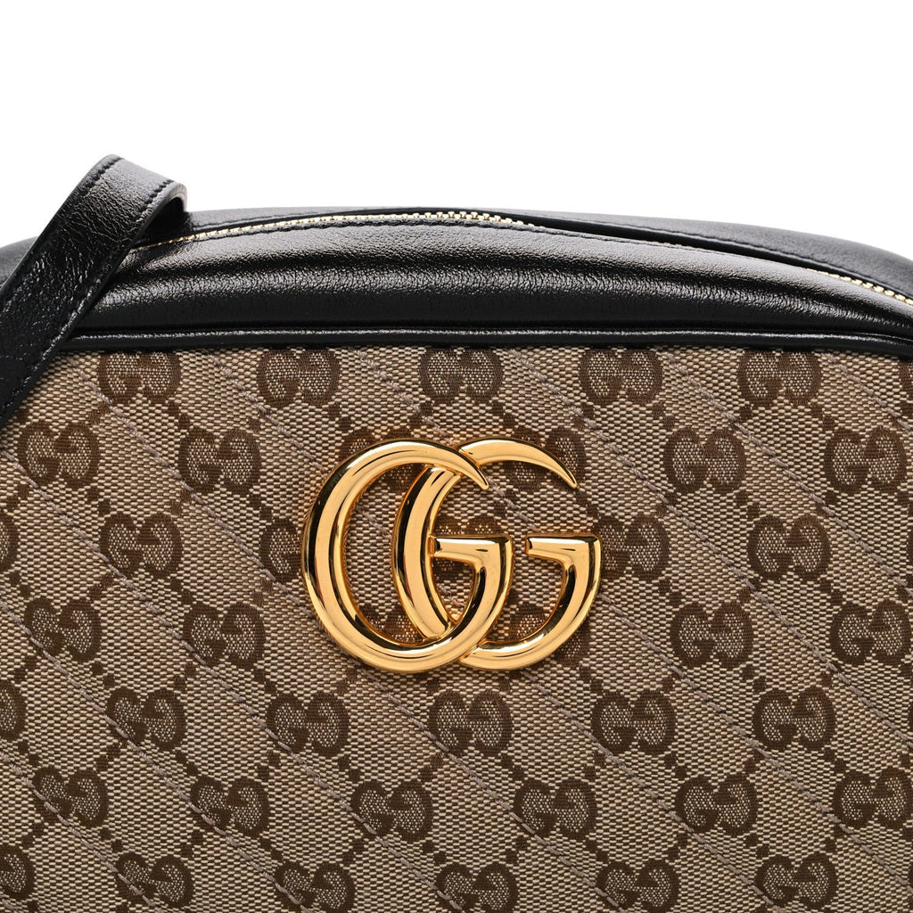 Monogram Matelasse Diagonal Small GG Marmont Chain Shoulder Bag Beige Black