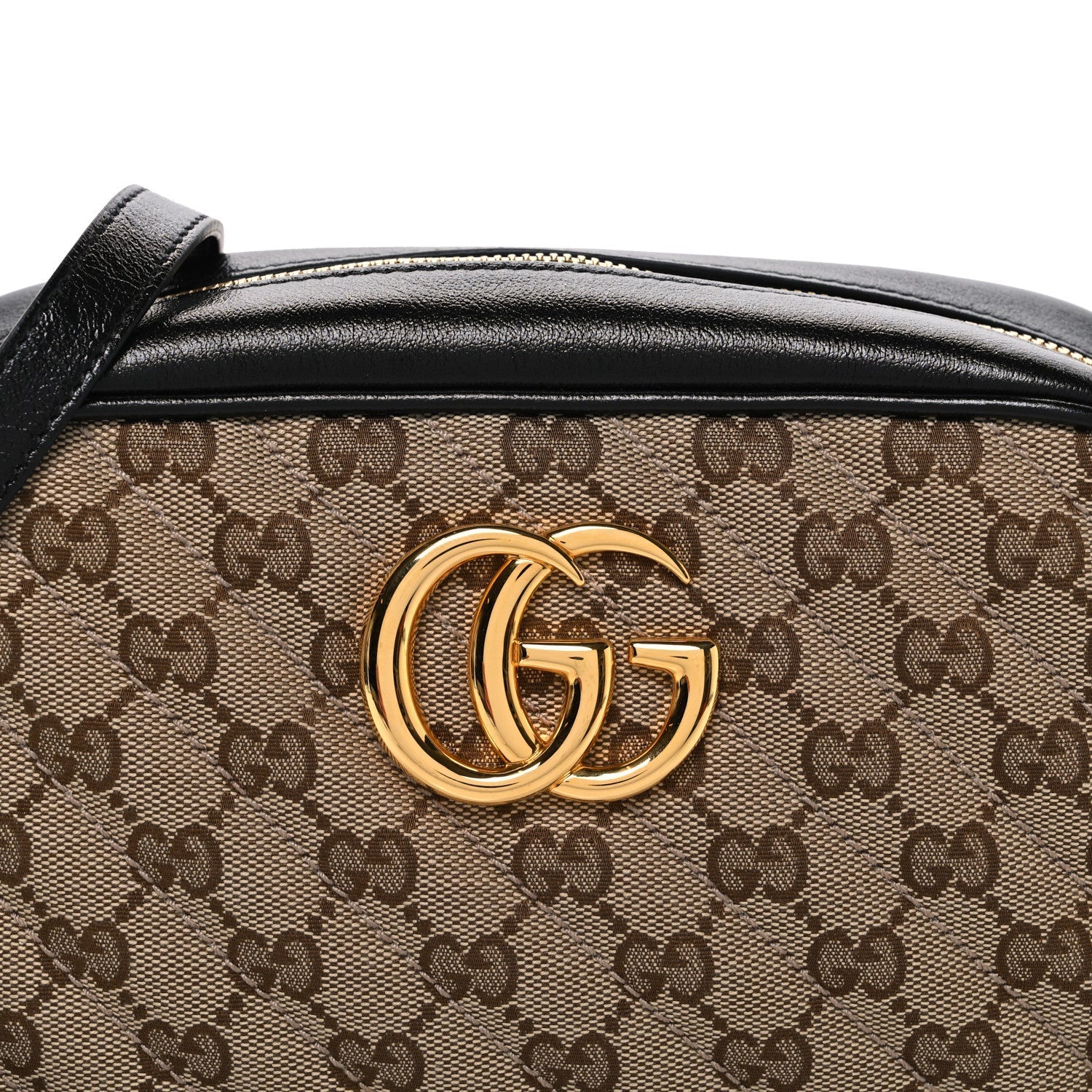 Monogram Matelasse Diagonal Small GG Marmont Chain Shoulder Bag Beige Black