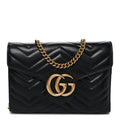 Calfskin Matelasse GG Marmont Chain Wallet Black