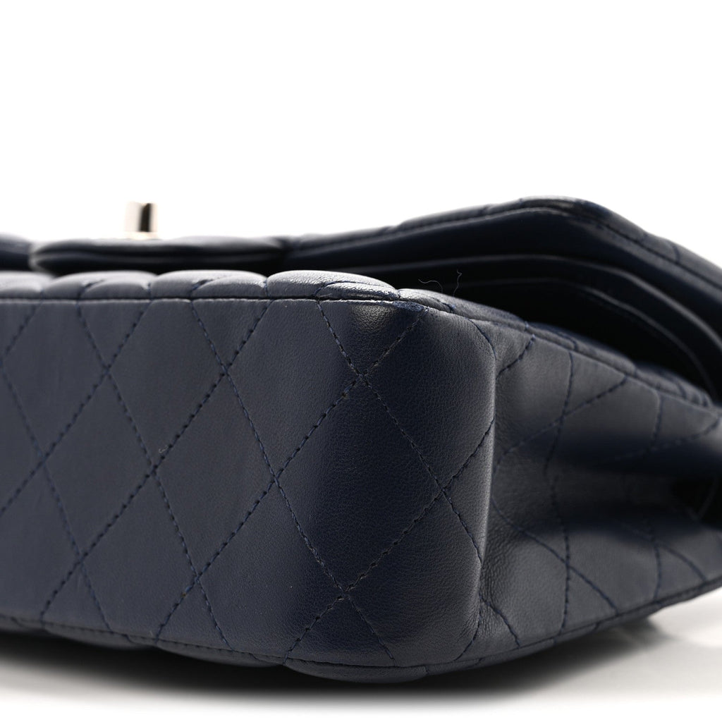 Lambskin Quilted Small Double Flap Blue