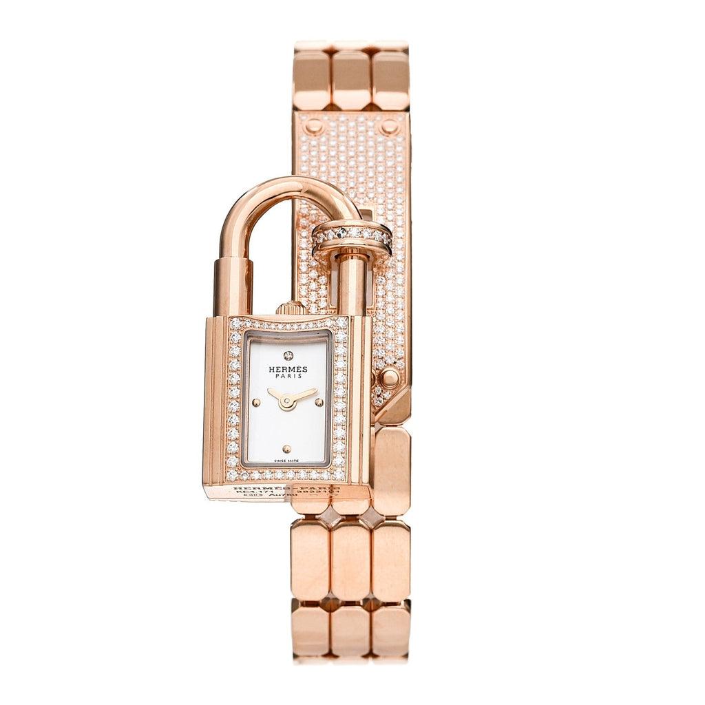 18K Rose Diamond Pave 16mm Kelly Quartz Watch