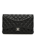 Lambskin Quilted Jumbo Double Flap Black