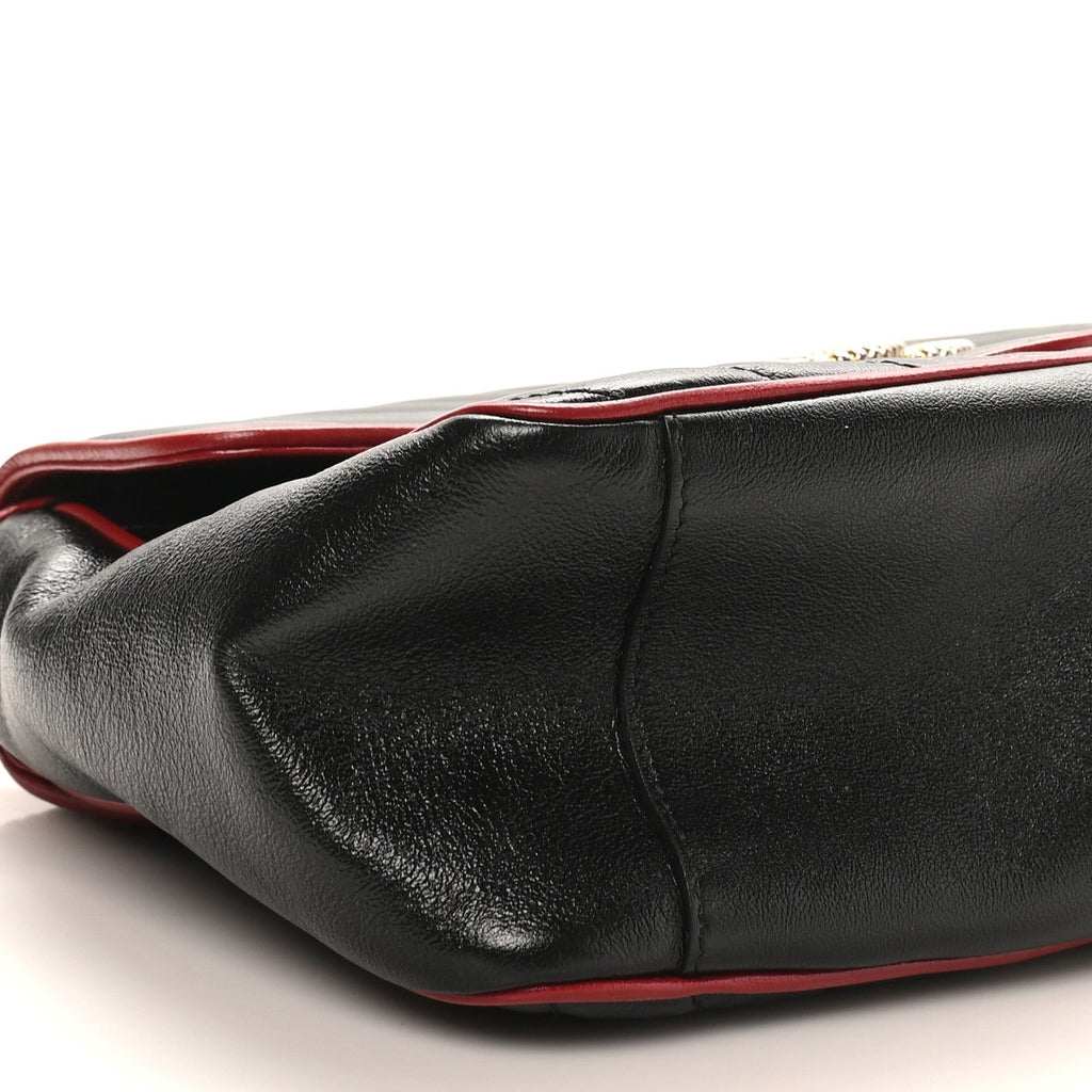 Vintage Effect Calfskin Matelasse Diagonal Small Torchon GG Marmont Top Handle Shoulder Bag Black Romantic Cherry